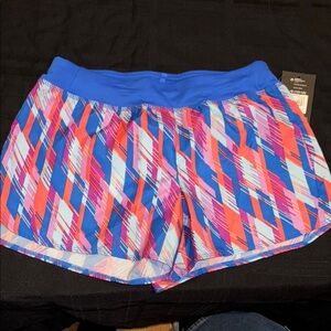 NWT Athletic works Blue and Pink running Shorts with Elastic Waistband 10/12
